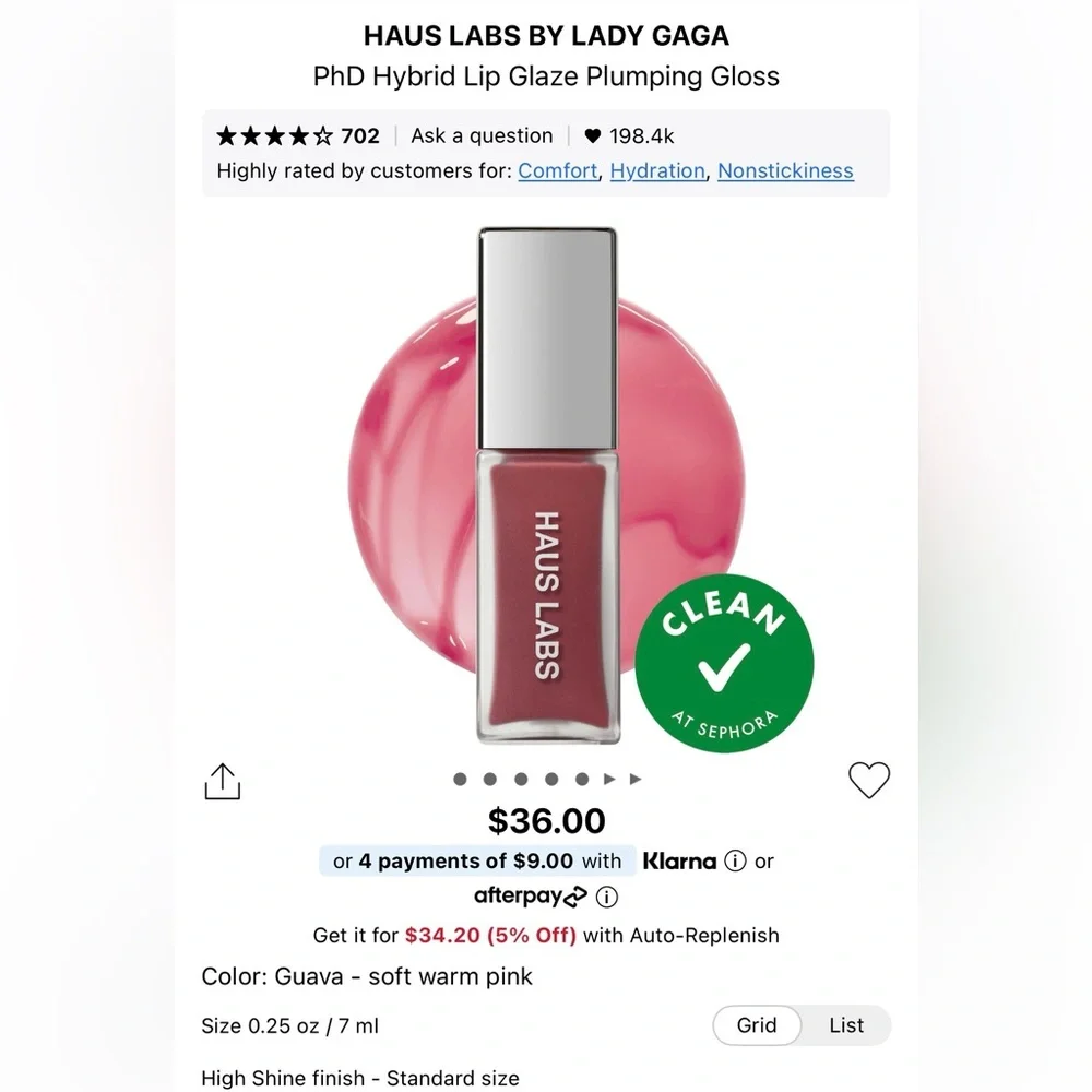 [MAKE UP] Haus Labs PhD Hybrid Lip Glaze Guava Plumping Gloss High Shine - Picture 5 of 6